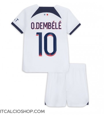 Paris Saint-Germain Ousmane Dembele #10 Seconda Maglia Bambino 2023-24 Manica Corta (+ Pantaloni corti)